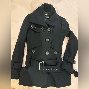 Women's Black Double-Breasted Coat